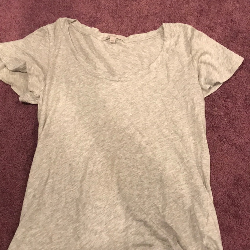 Gray Scoop Neck with Flouncy Sleeve T shirt